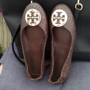 Chocolate Brow Tory Burch Flat Size 10